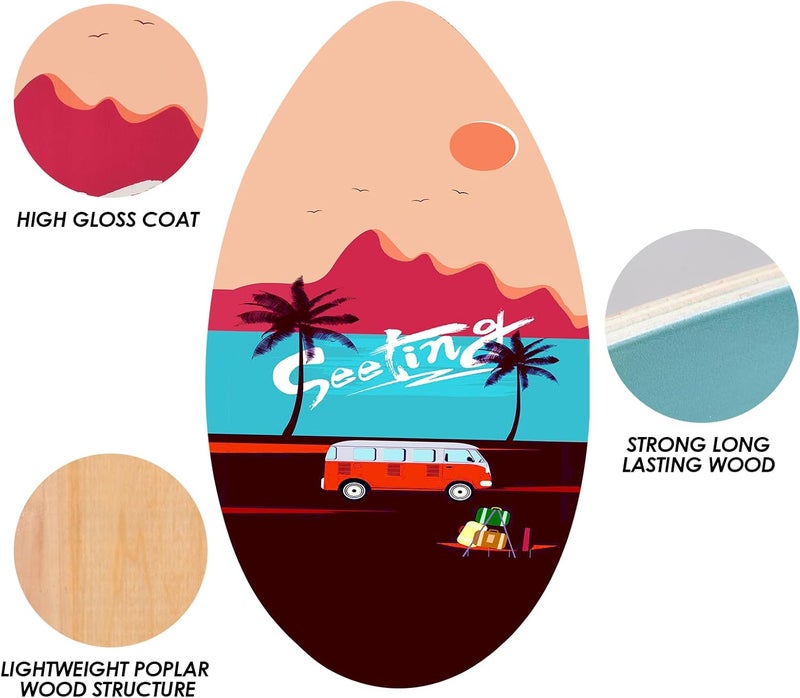 Seething 35 Inch Skimboard with High Gloss Coat Wood Skim Board for Beginners,Kids, Teenagers, Adults and All Skimming - Image 3